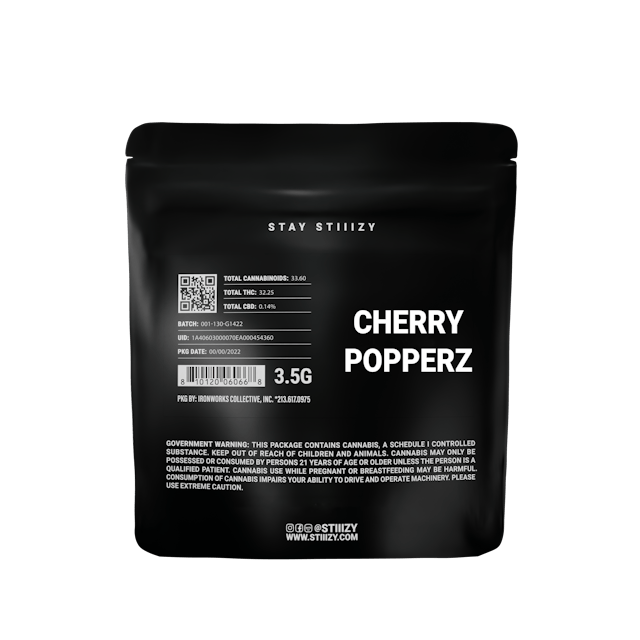 Photograph of product: Cherry Popperz | Black Label | 3.5g Flower