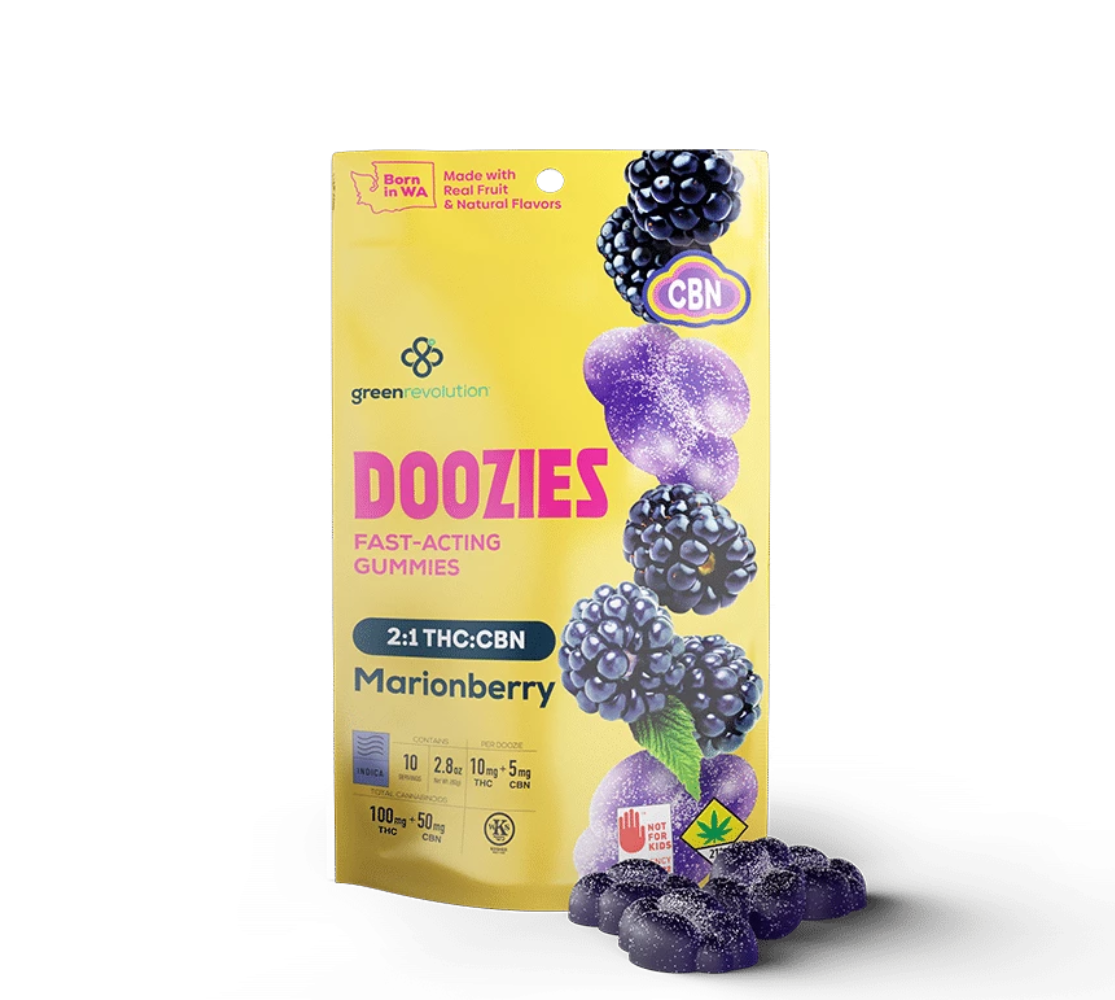 Photograph of product: Doozies | Marionberry 2:1 (100mg TH-oui; 50mg CBN) | Edible)