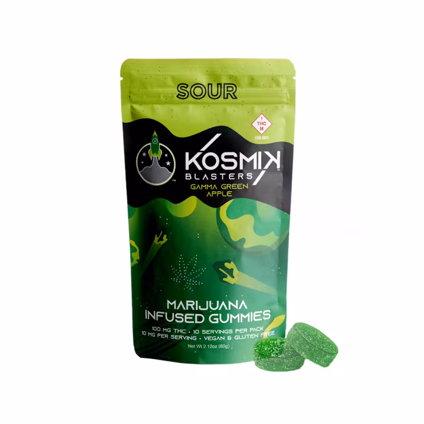 Photograph of product: Kosmik | Gummies | Sour Gamma Green Apple 100mg