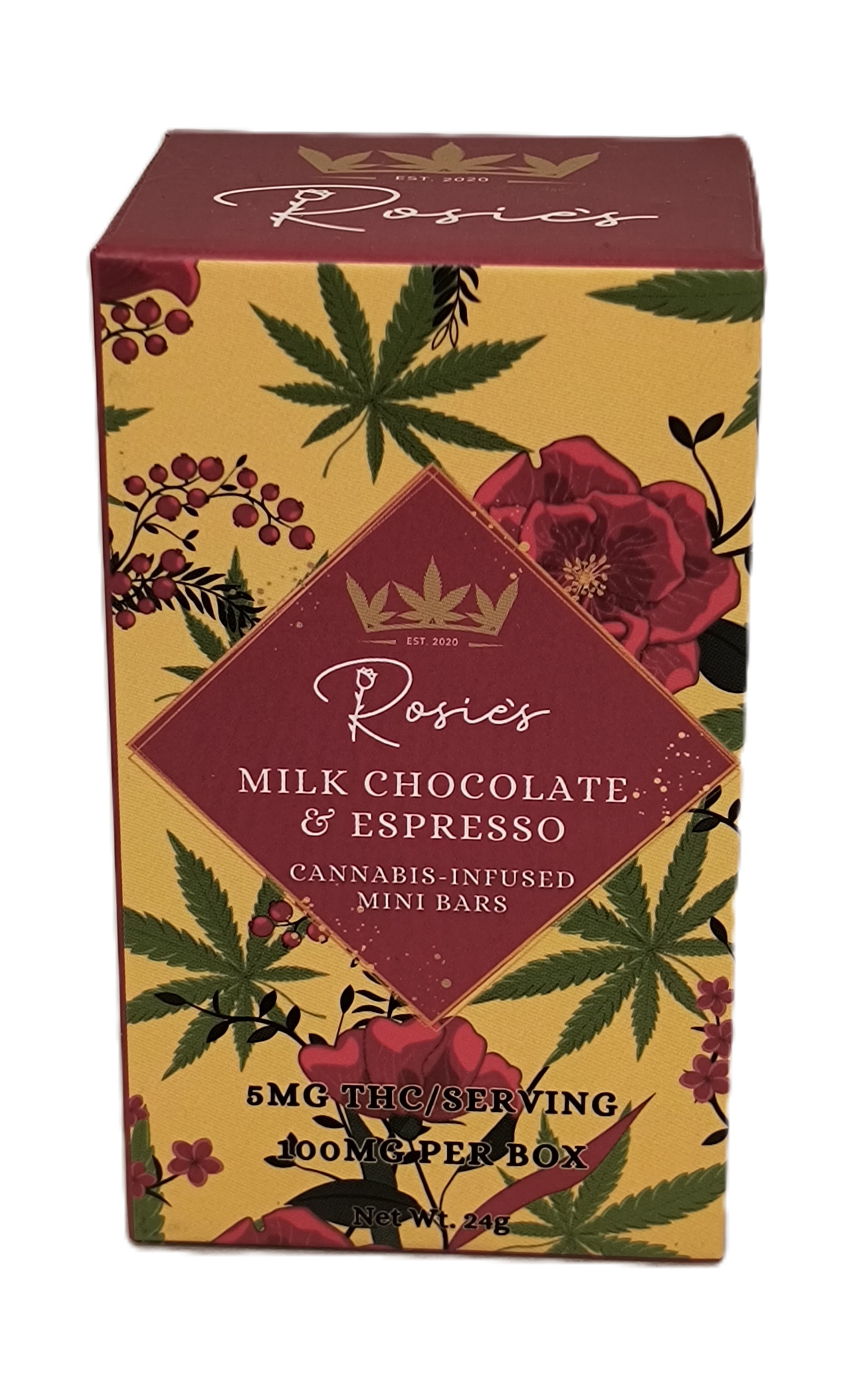 Photograph of product: Mini Espresso Milk Chocolate Bars | 100mg TH-oui | Rosie's Confections