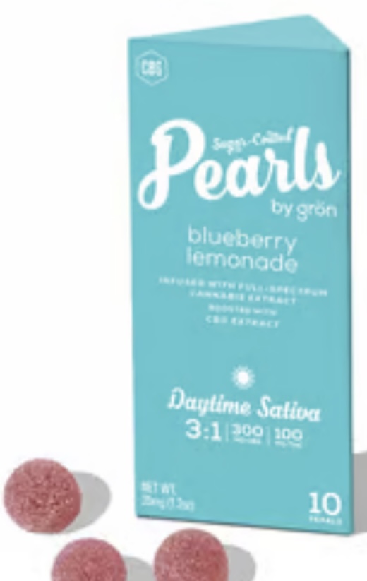 Photograph of product: Gron / Blueberry Lemonade Pearls / 100mg Edibles.