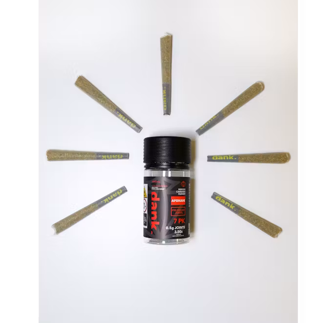 Photograph of product: Dank | Afghani | 3.5g 7pk Pre-rolls