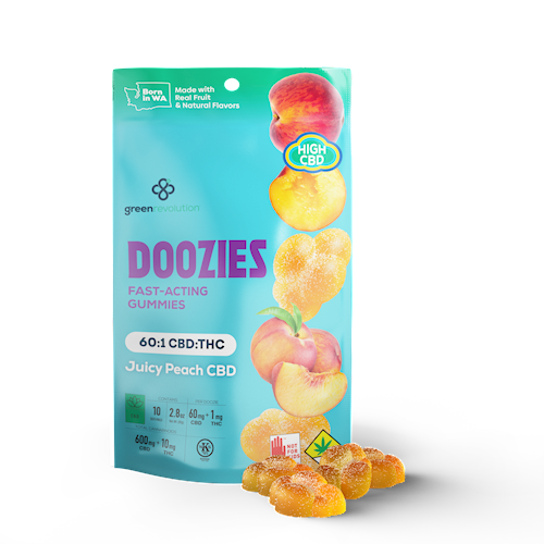 Photograph of product: Green Revolution - Doozies - Peach CBD [60:1] - 10pk Edibles