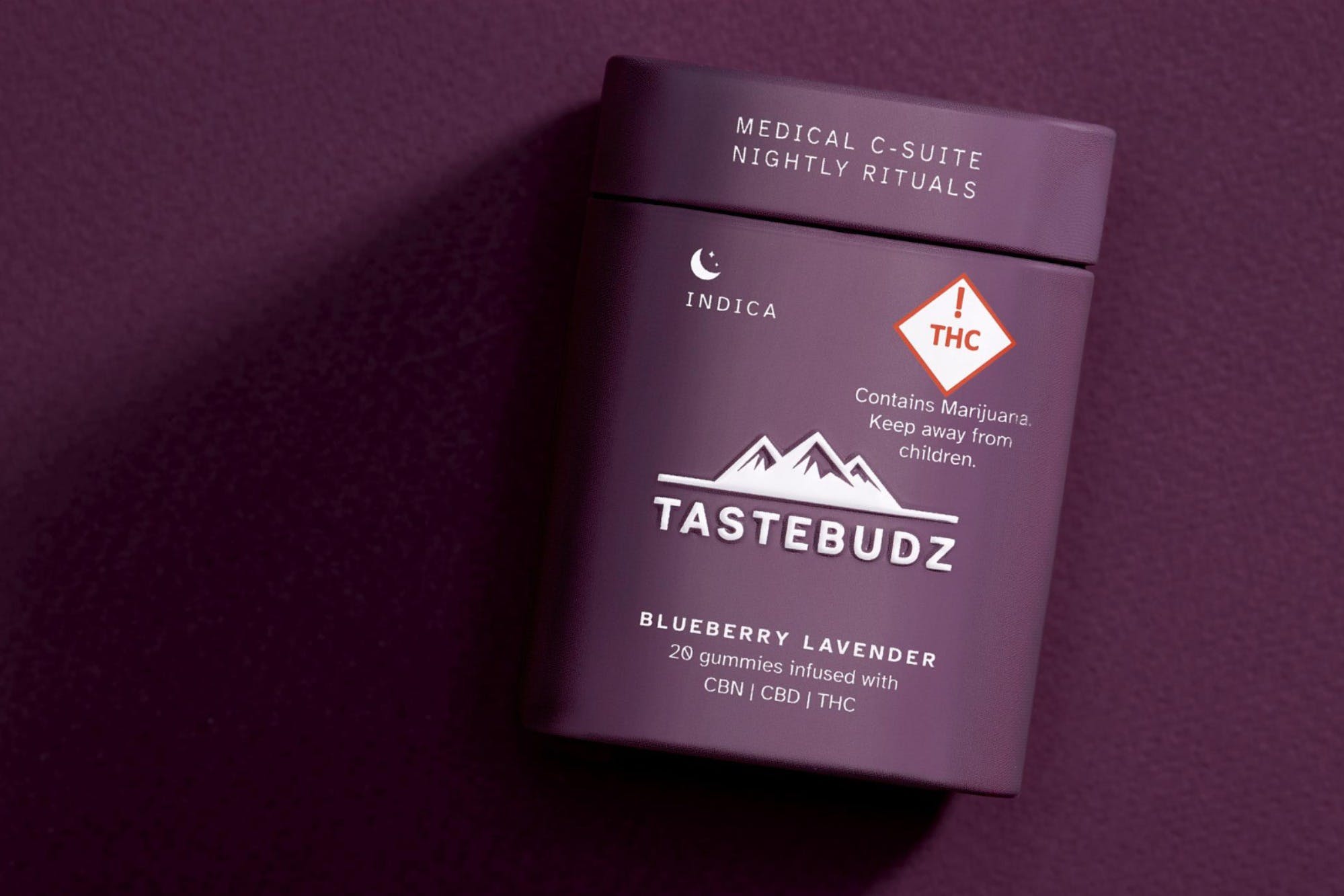 Photograph of product: Tastebudz - Blueberry Lavender Gummies 20pk 200mg CBN:200mg CBD:200mg TH-oui