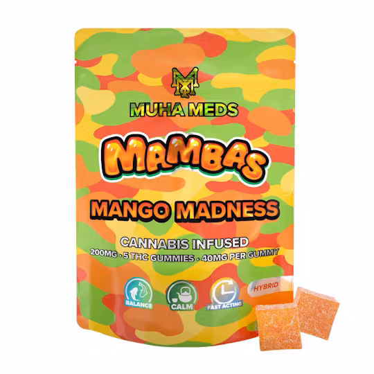 Photograph of product: REC Muha Meds Mambas - Mango Madness Gummy 40mg x5