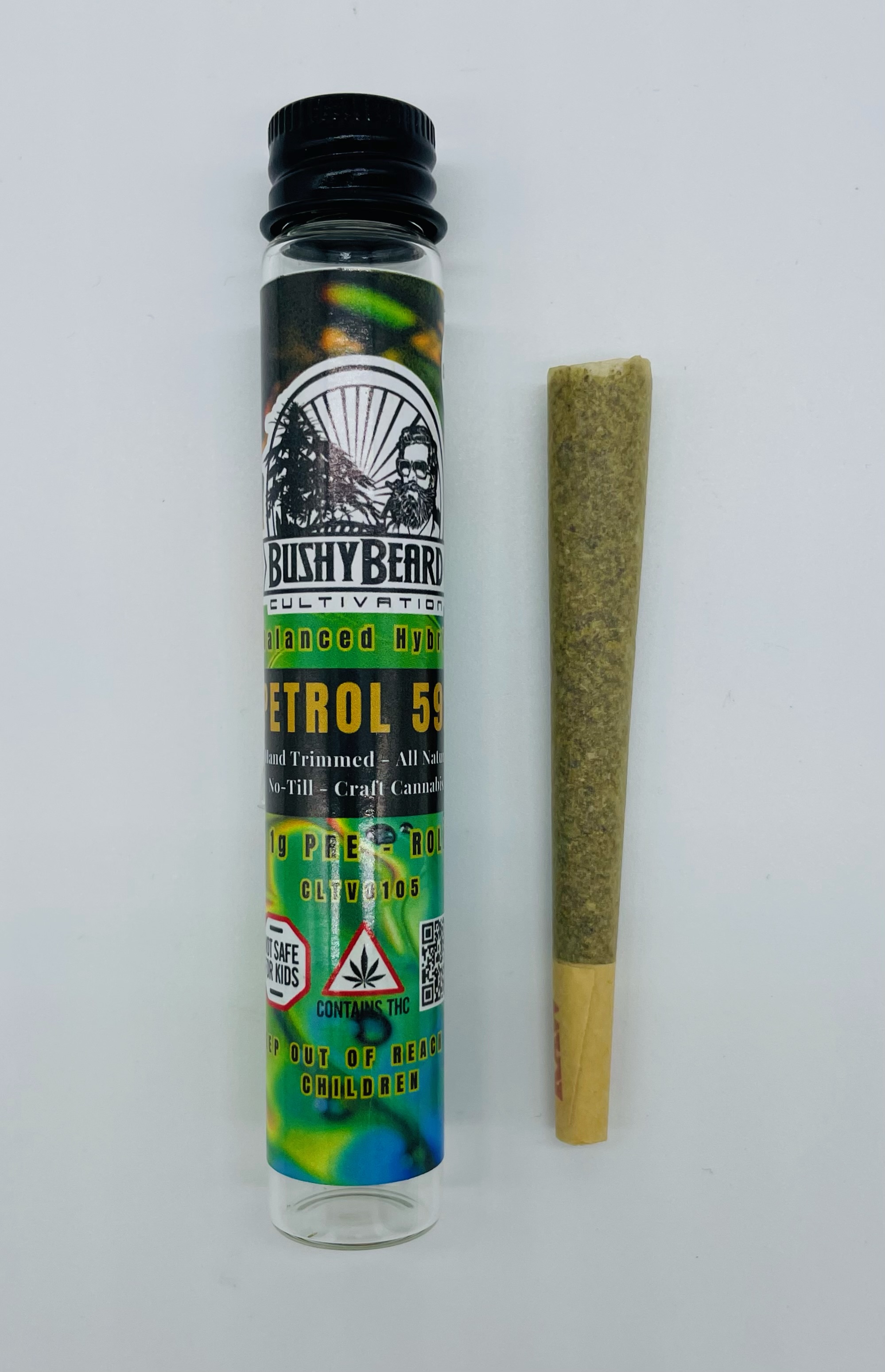 Photograph of product: Bushy Beard | Petrol 592 | Pre-Roll | 1g | 24.71% TH-oui