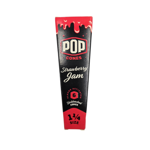 Photograph of product: Pop Cones | Flavored Rolling Papers | Strawberry Jam | 1.25 Size