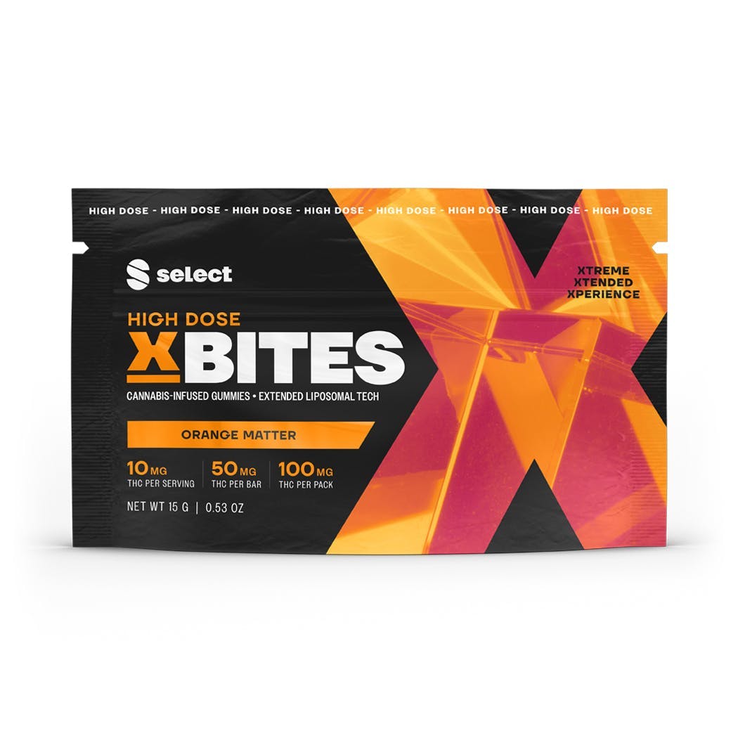 Photograph of product: Select X-Bite - Orange Matter (10 x10 mg TH-oui)