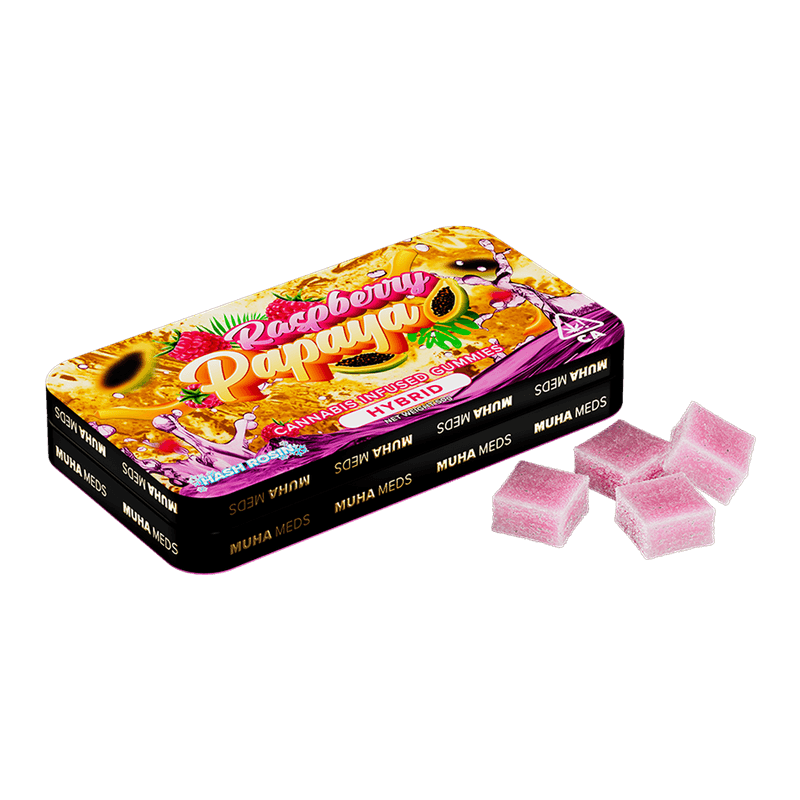 Photograph of product: Raspberry Papaya au chocolat Rosin Gummies | 200mg