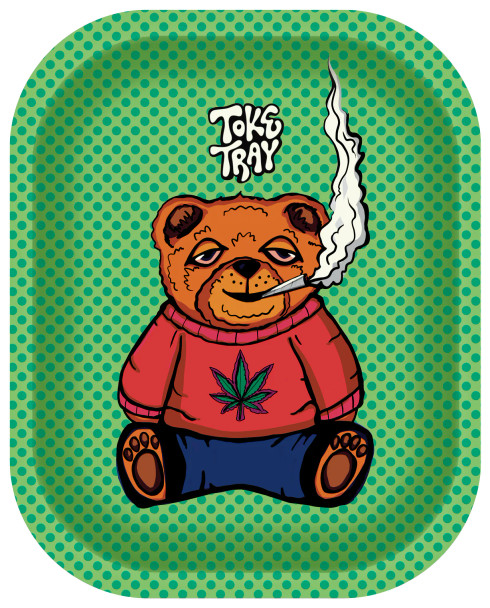 Photograph of product: Toke Tray "Blaze Bear" Metal Rolling Tray 5" x 7"