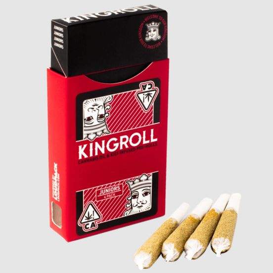 Photograph of product: D. Kingroll 4 x .75g Infused Pre Rolls - Ice Cream Cake x Rainbow Belts (H) - 