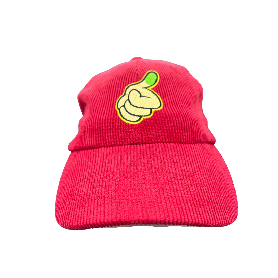 Photograph of product: Red Corduroy Green Thumb Hat