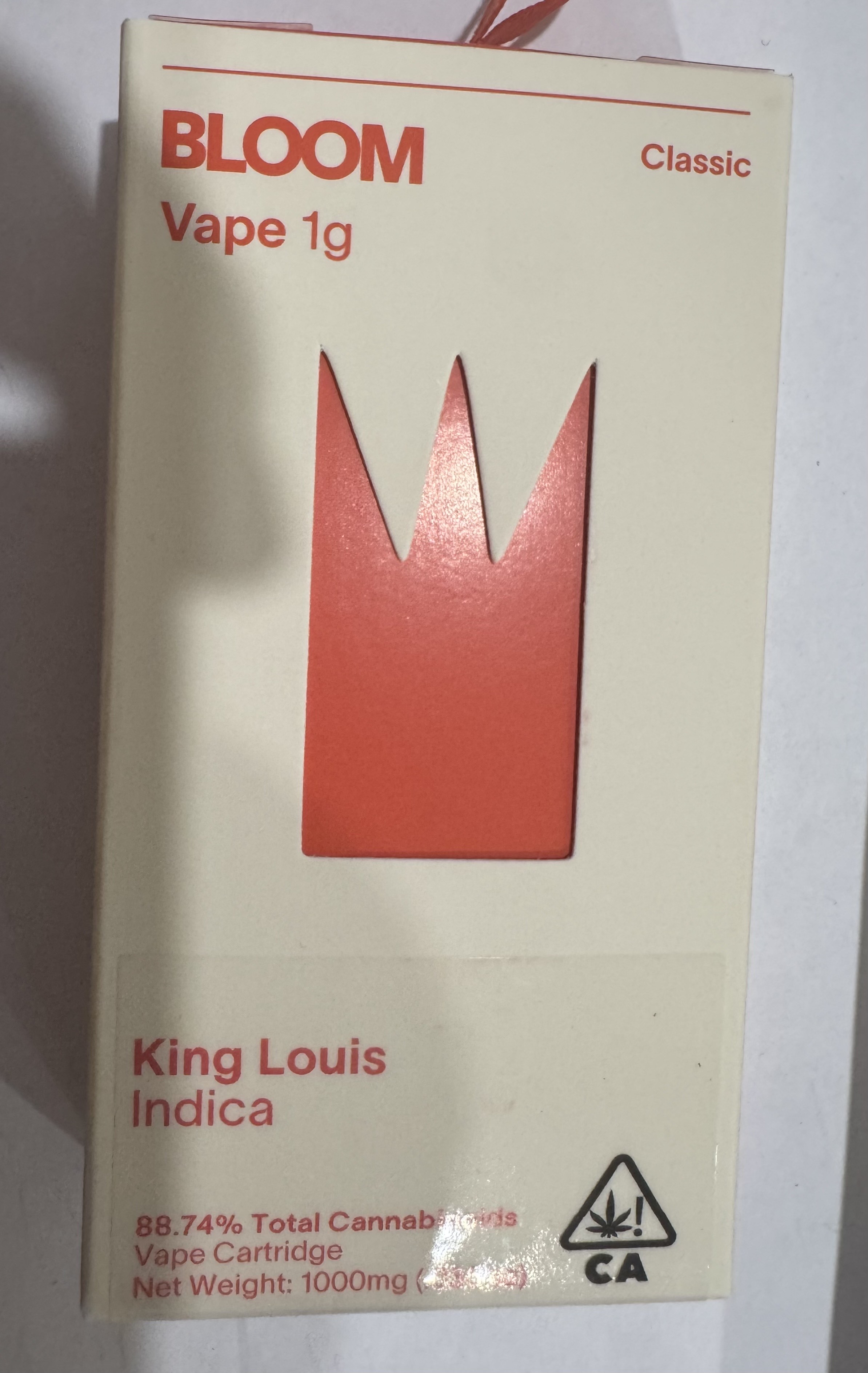 Photograph of product: KING LOUIS 1G CARTRIDGE - 1 G