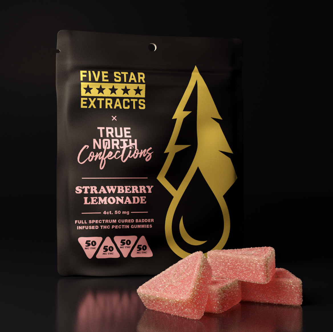 Photograph of product: True North | Strawberry Lemonade 4x50mg Cured Badder Gummies