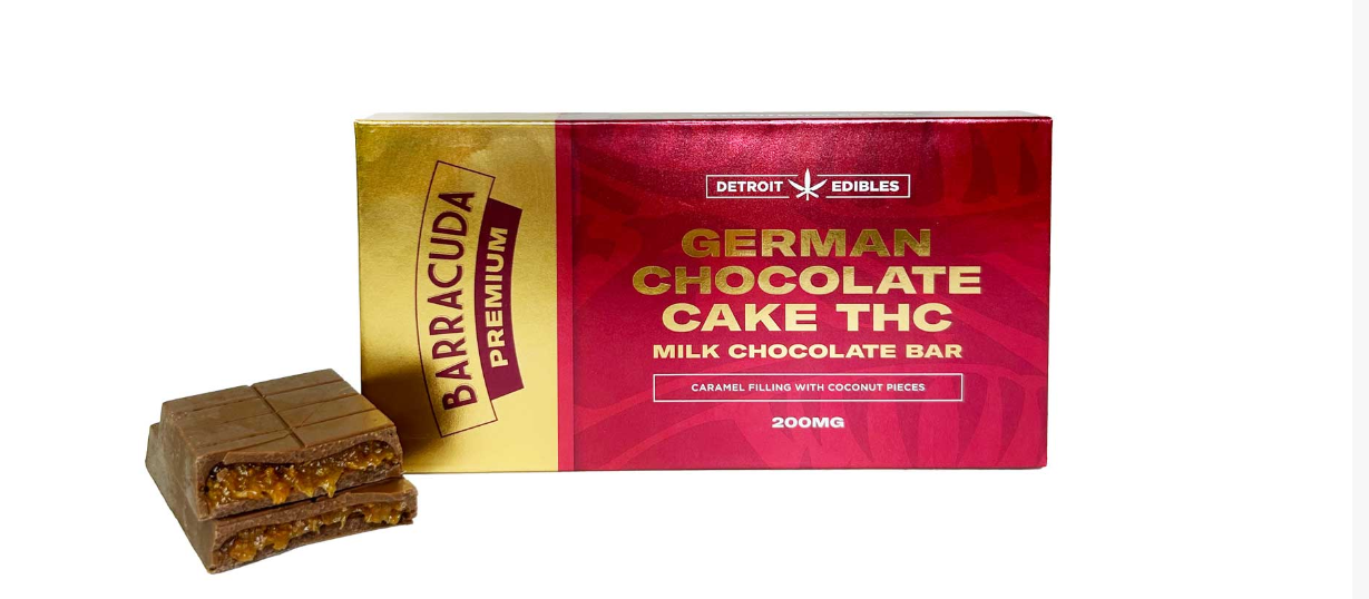 Photograph of product: Barracuda - Premium Chocolate Bar - 200mg - German Chocolate Cake