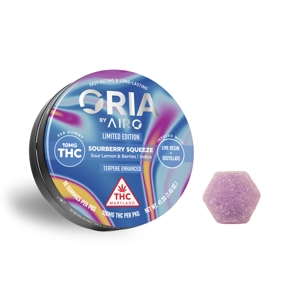 Photograph of product: 100mg Sourberry Squeeze Terpene Enhanced Fast-Acting Gummies 10pk