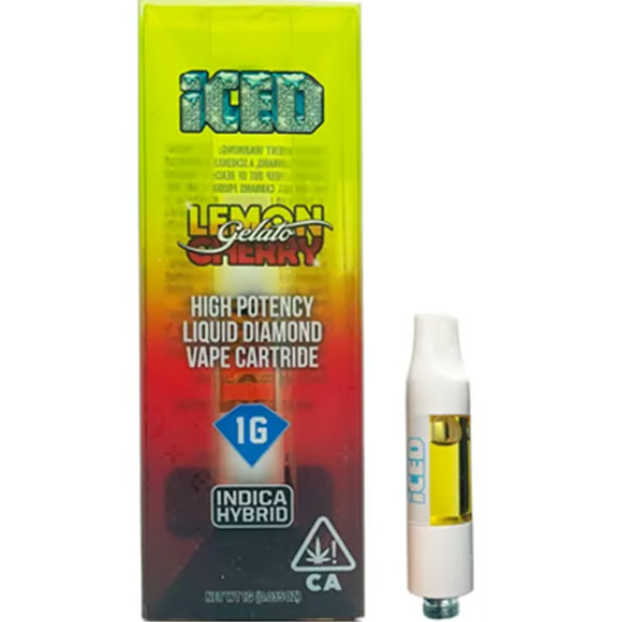 Photograph of product: Iced - Lemon Cherry Gelato 1g Vape Cartridge