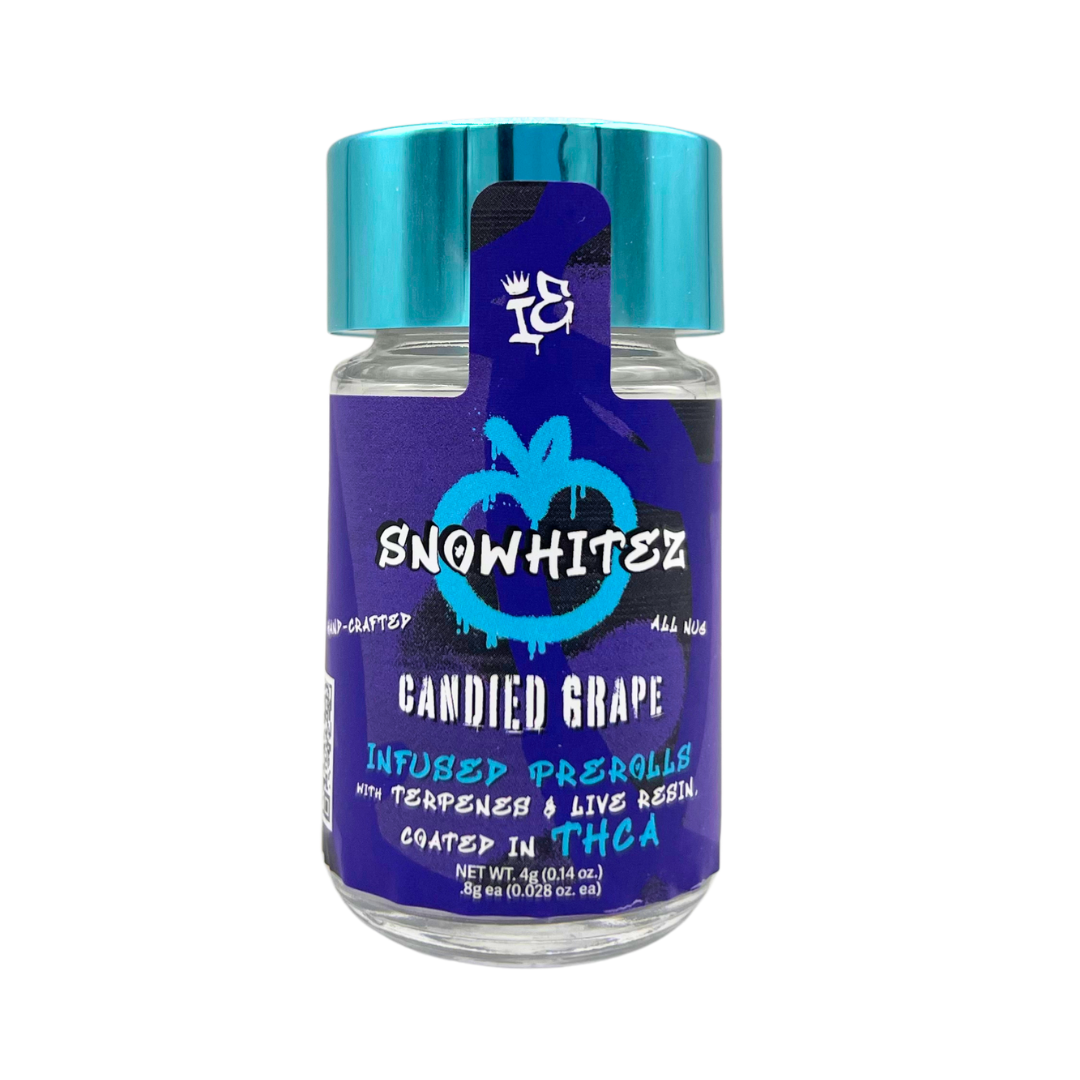 Photograph of product: SnoWhitez - 0.8g x 5pk Infused Pre-Rolls - Candied Grape