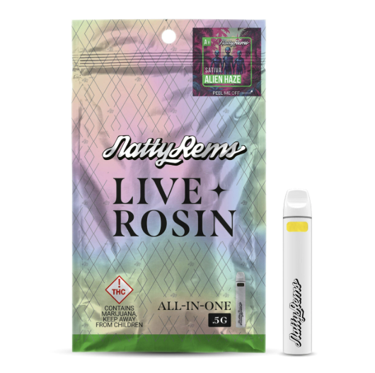 Photograph of product: Natty Rems | Peach Crescendo | Rosin Disposable | 500mg