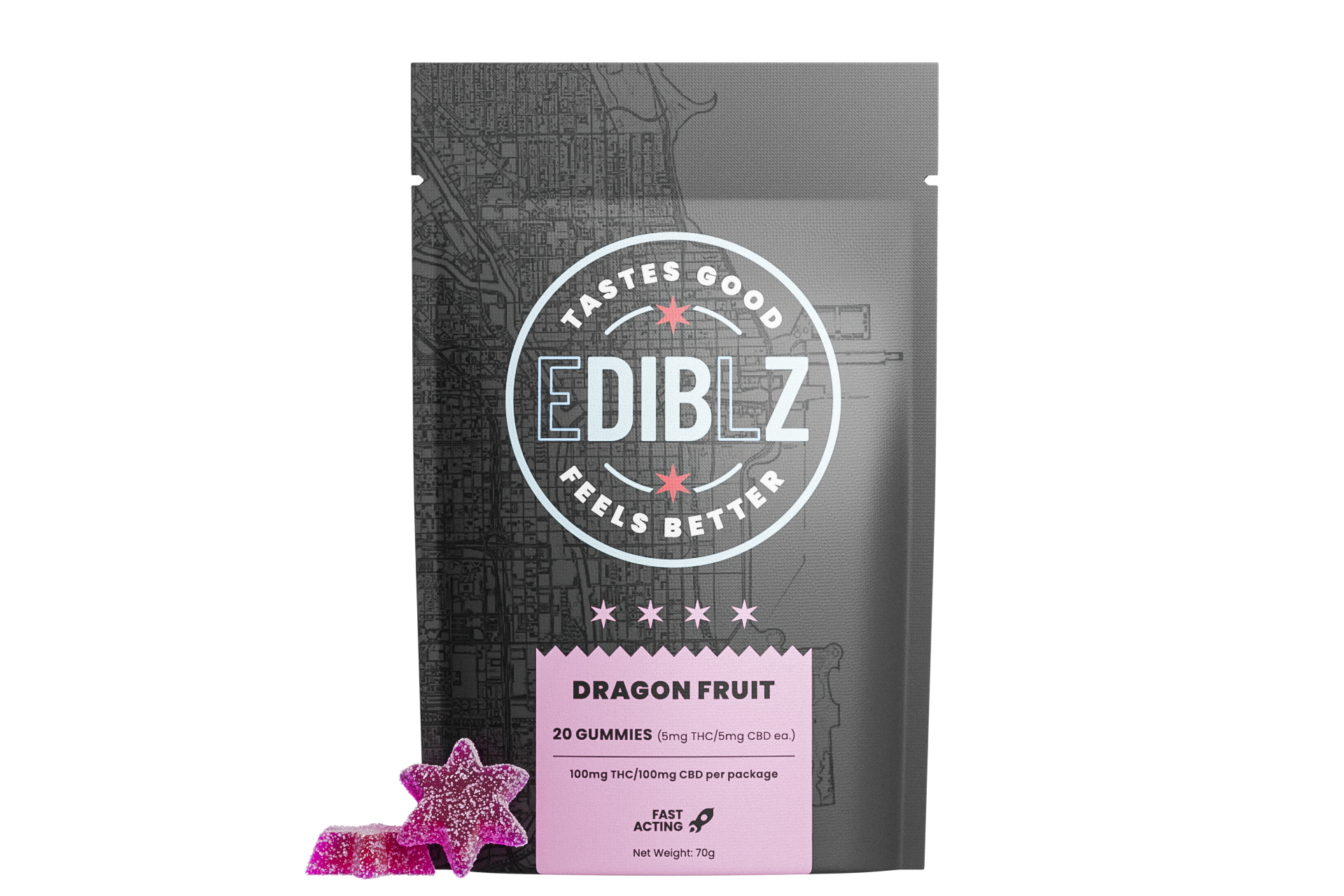 Photograph of product: Dragonfruit 1:1 Fast Acting Gummies (100mg)