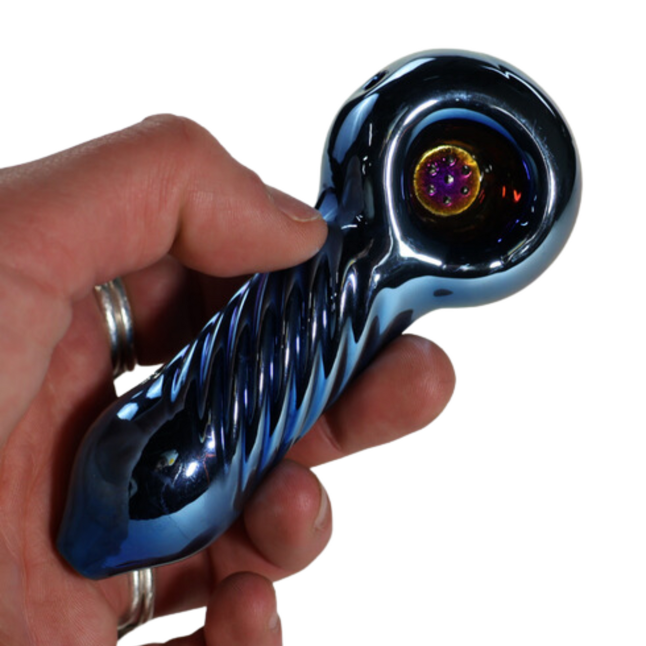 Photograph of product: SirEEL | 4.5" Iridized Honeycomb screen spoon pipe | Assorted Colors