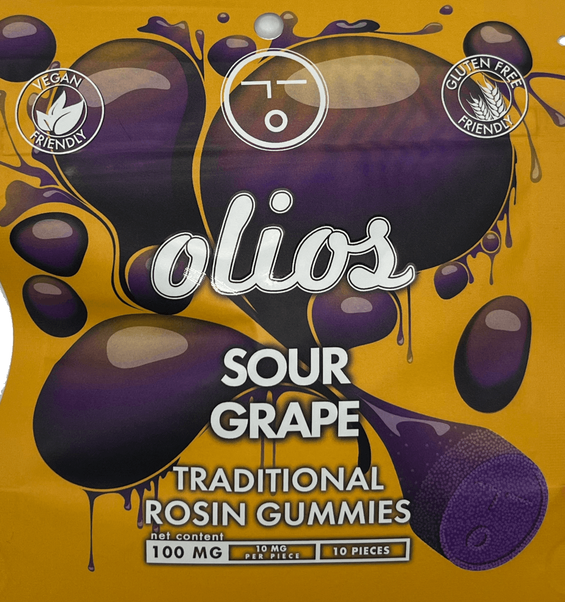 Photograph of product: Olio | Sour Grape | Hybrid | Rosin | 10pk Gummies | 100mg