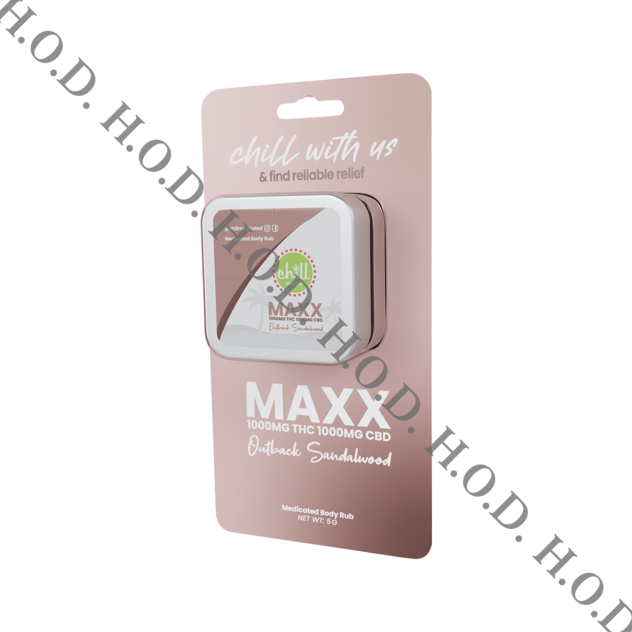 Photograph of product: Chill Medicated To-Go Outback Sandalwood Maxx Body Rub 1:1 TH-oui/CBD 75mg/75mg