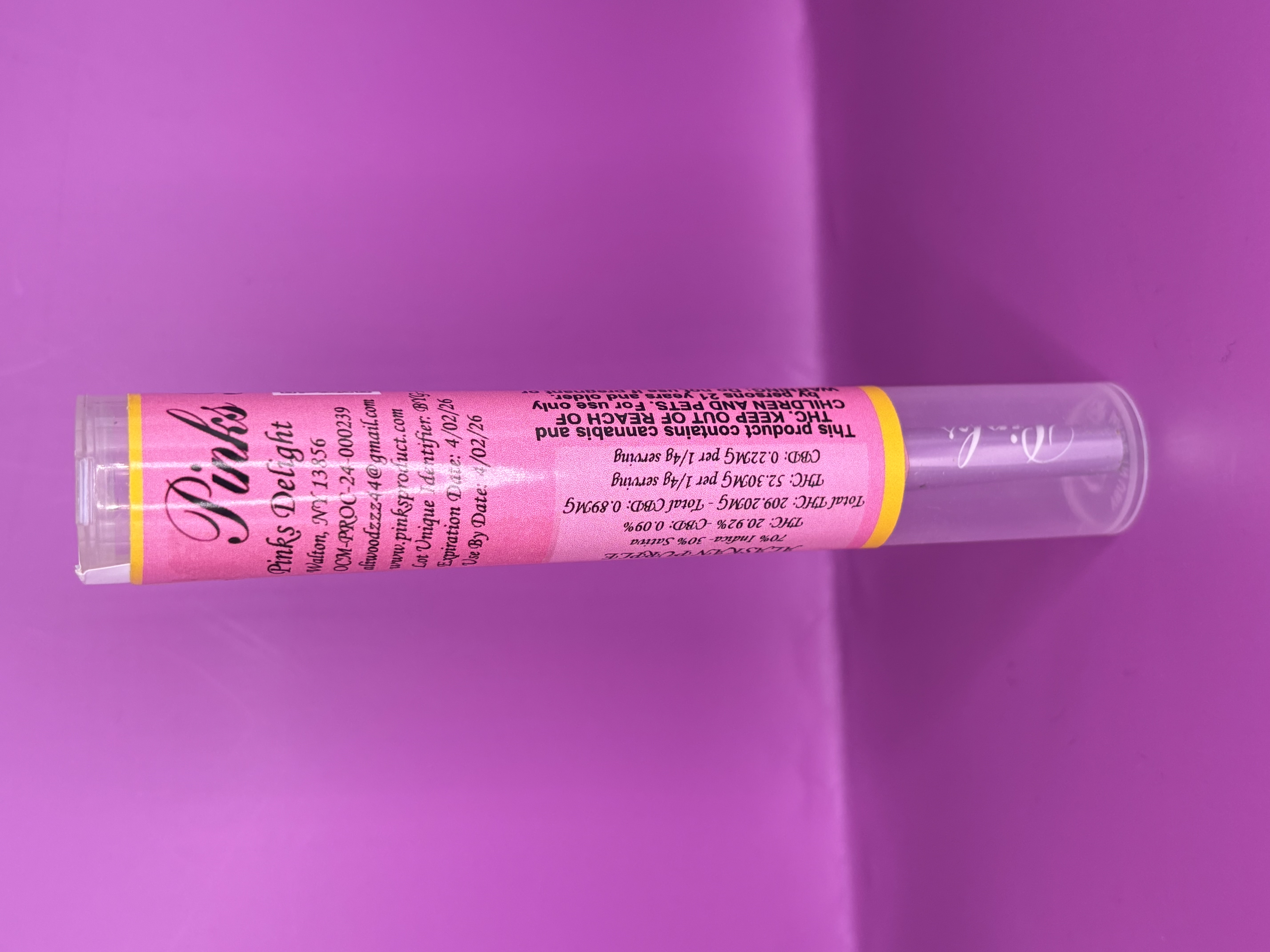 Photograph of product: Pinks Products | Alaskan Purple | Kief Infused Pre-Roll | 1g