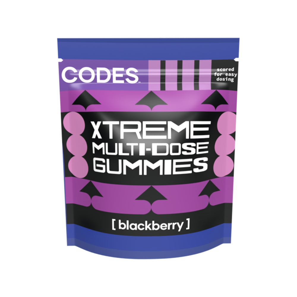 Photograph of product: Codes: Xtreme Multi-Dose Gummies | Blackberry | 1000mg | 10pk