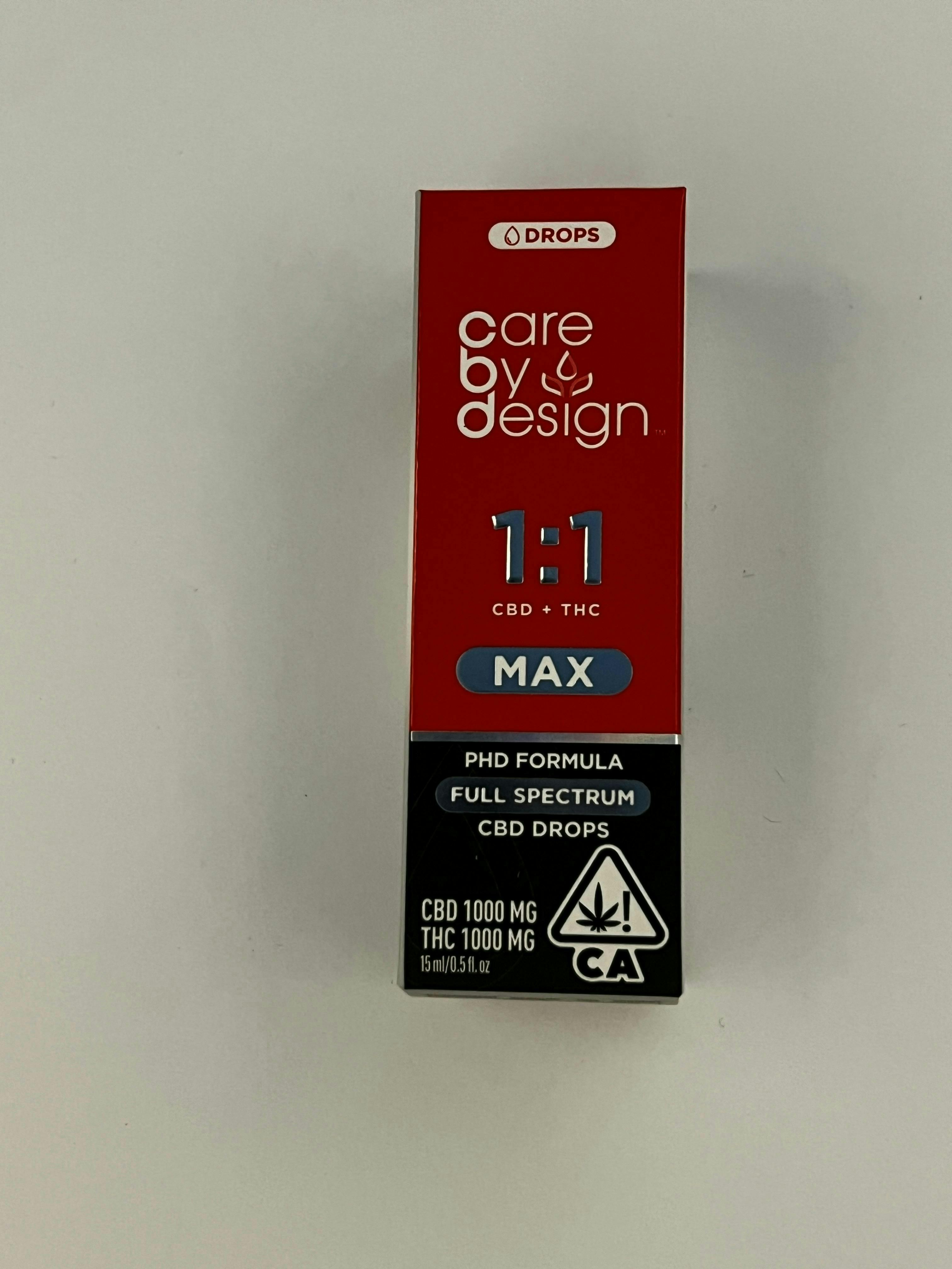 Photograph of product: Care By Design - 1:1 MAX CBD + Higher TH-oui Full Spectrum Drops