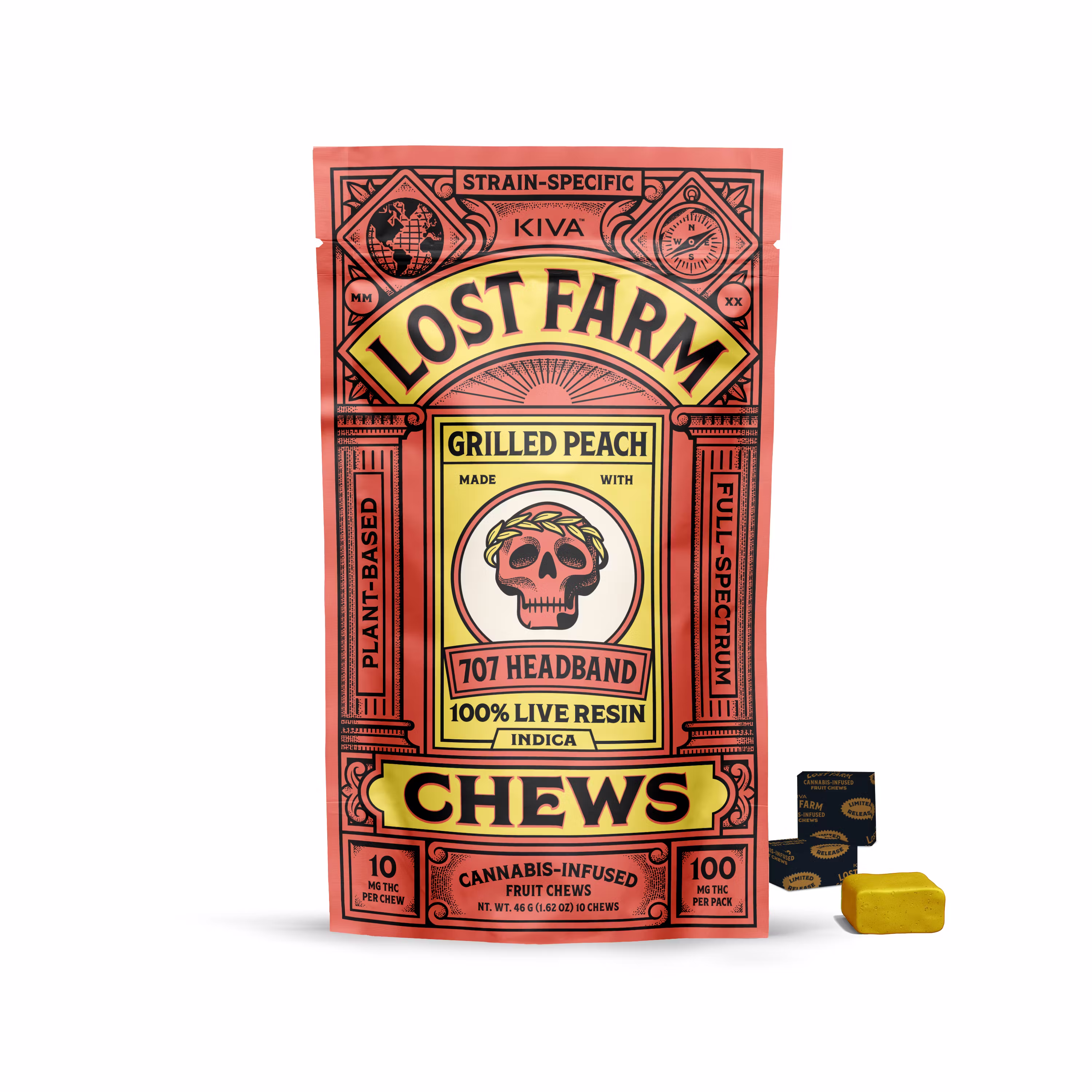 Photograph of product: Lost Farm | Live Resin Fruit Chew | Grilled Peach - Headband | 10pk 100mg