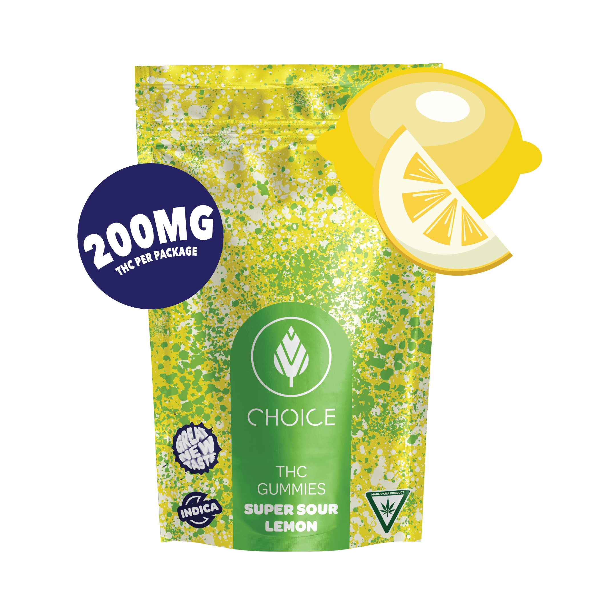 Photograph of product: Choice Chews - 200mg - Super Sour Lemon Gummies (Oui'd)