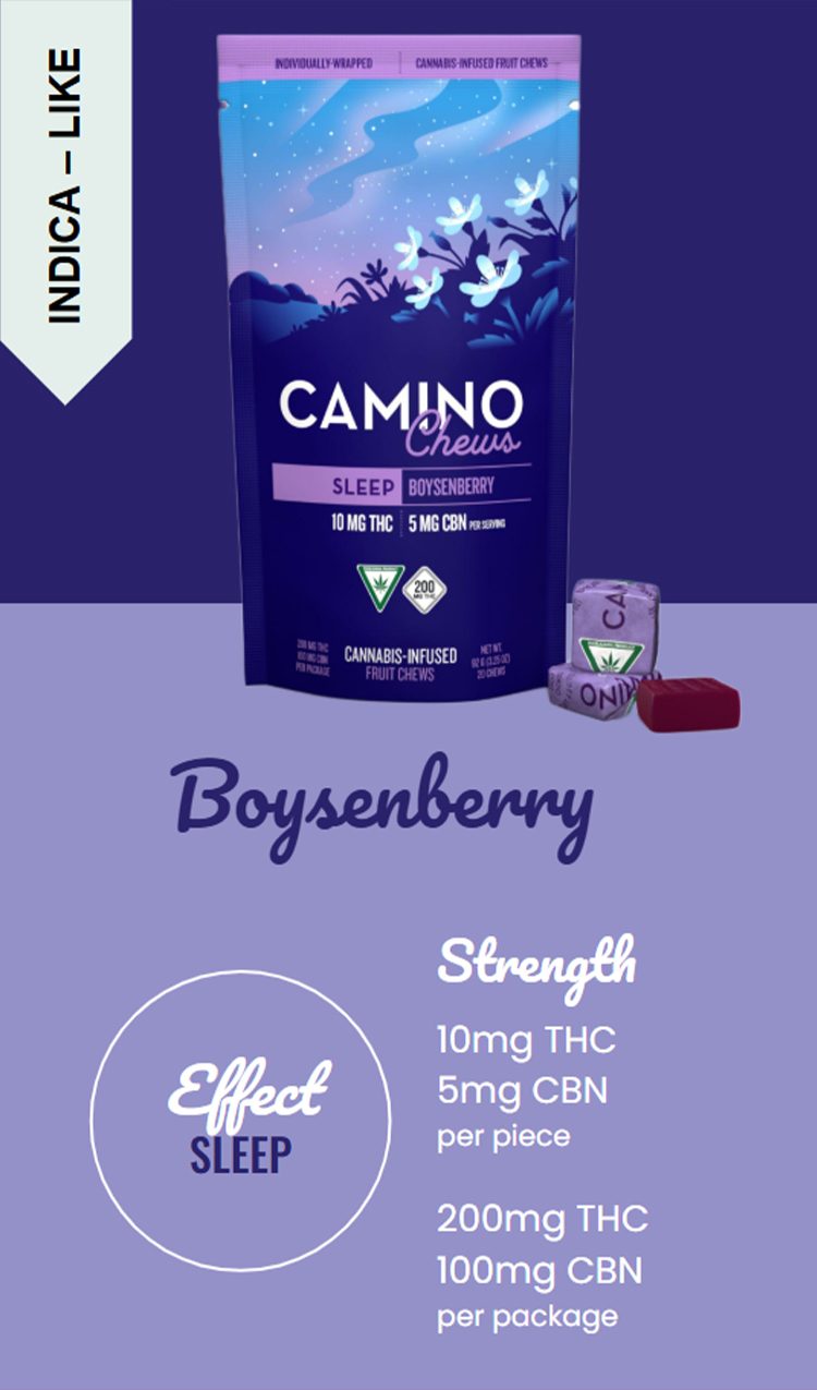 Photograph of product: AU Camino: Boysenberry 200MG Chews 10:5