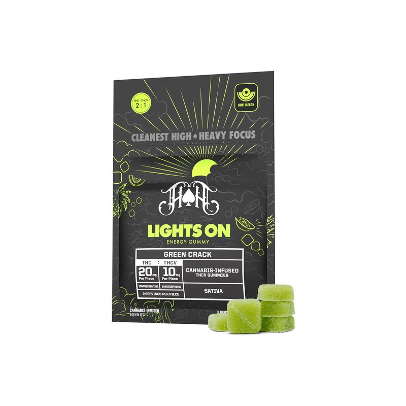 Photograph of product: Heavy Hitters | "Green Crack" Oui'd | Lights On TH-ouiV Energy Gummy | 100MG