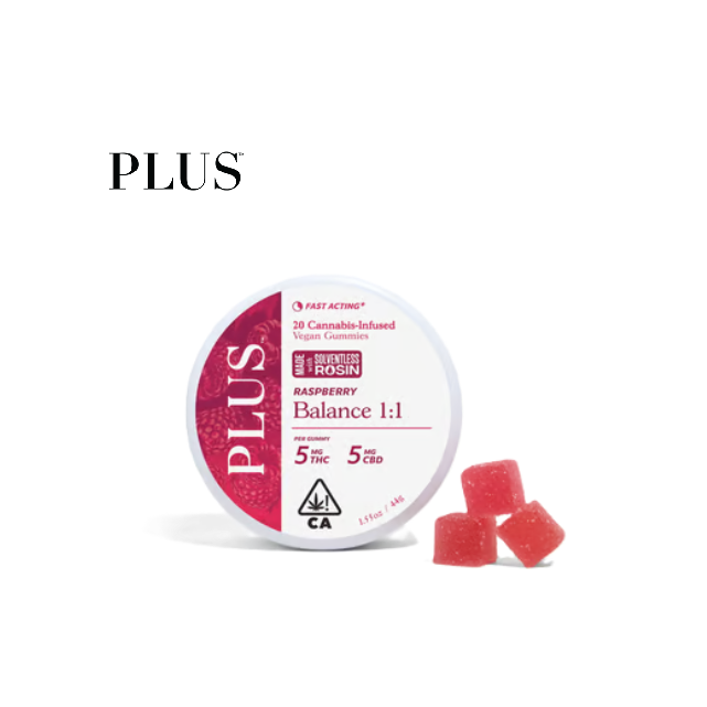 Photograph of product: RASPBERRY BALANCE 1:1 TH-oui/CBD 200MG 20 PACK GUMMIES