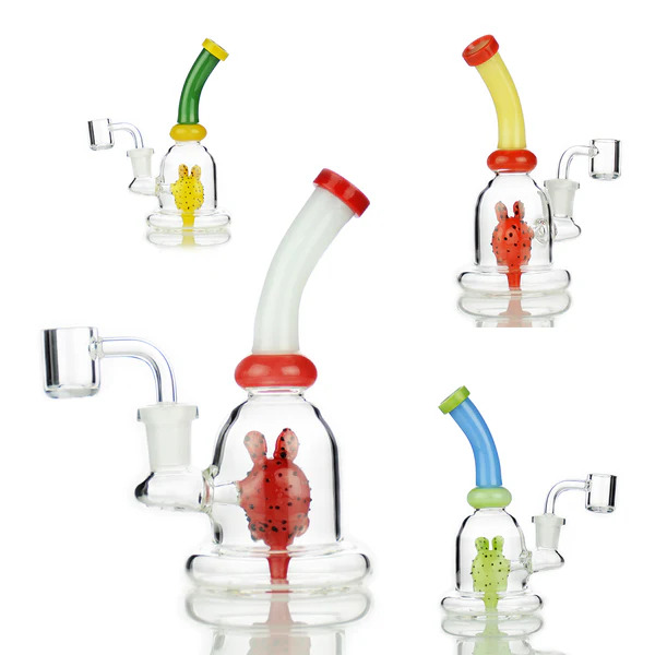 Photograph of product: 6.5" Dab Rig Rod Color with Cactus Shower and 14mm Quartz Banger