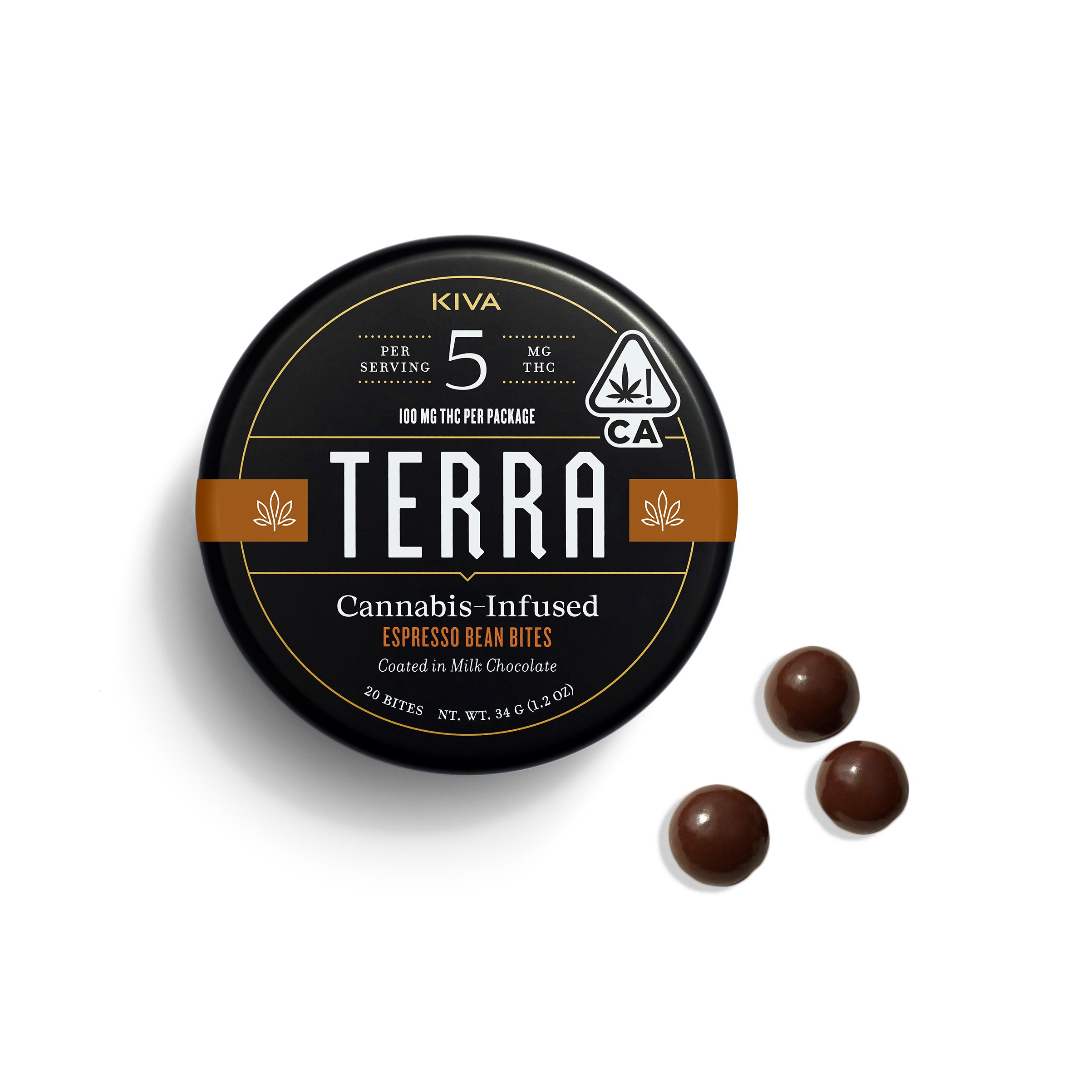 Photograph of product: KIVA TERRA BITES DARK CHOCOLATE ESPRESSO BEANS 100MG