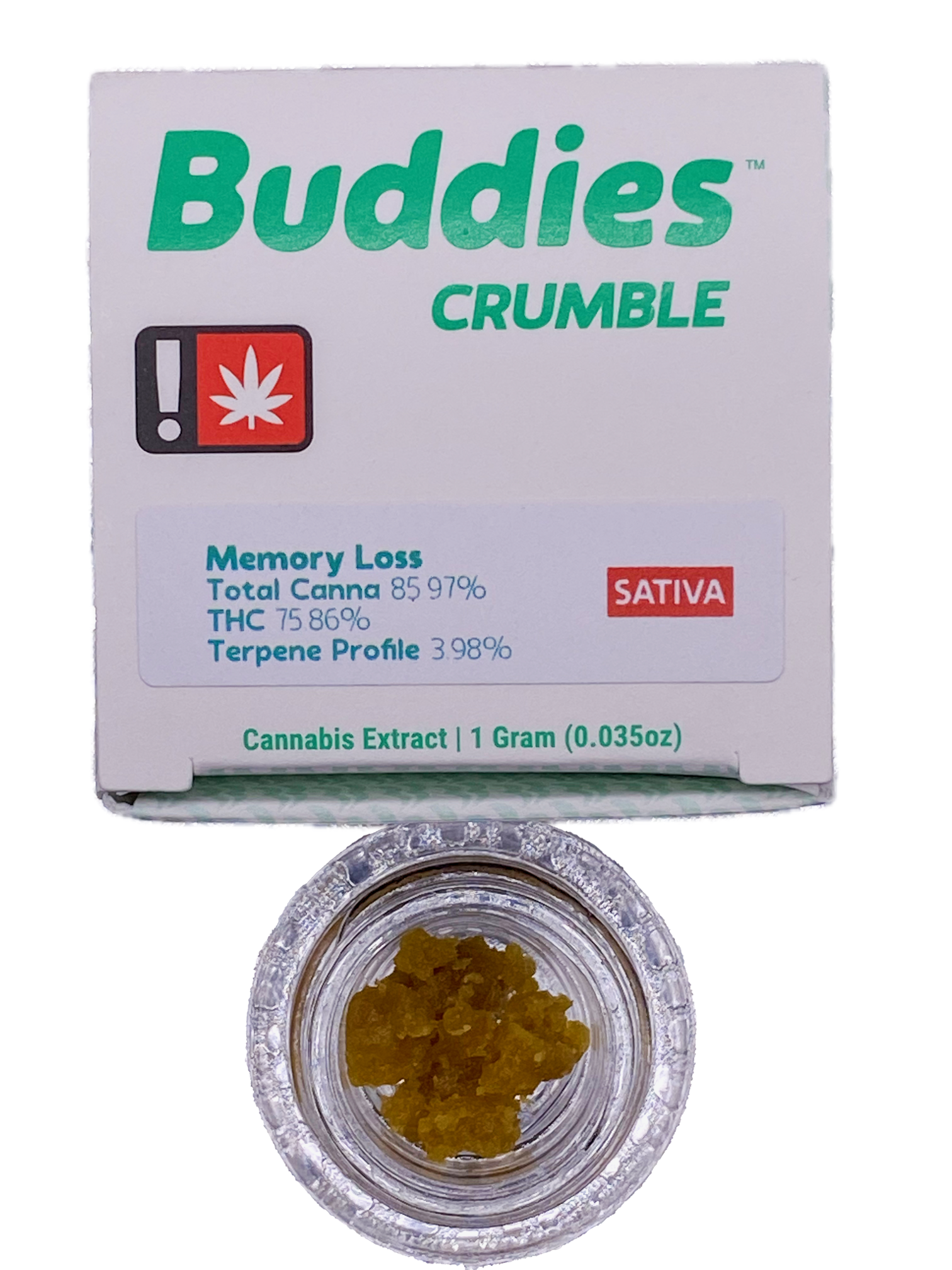 Photograph of product: BUDDIES - EXTRACT - CRUMBLE - 1G - Oui'd - MEMORY LOSS