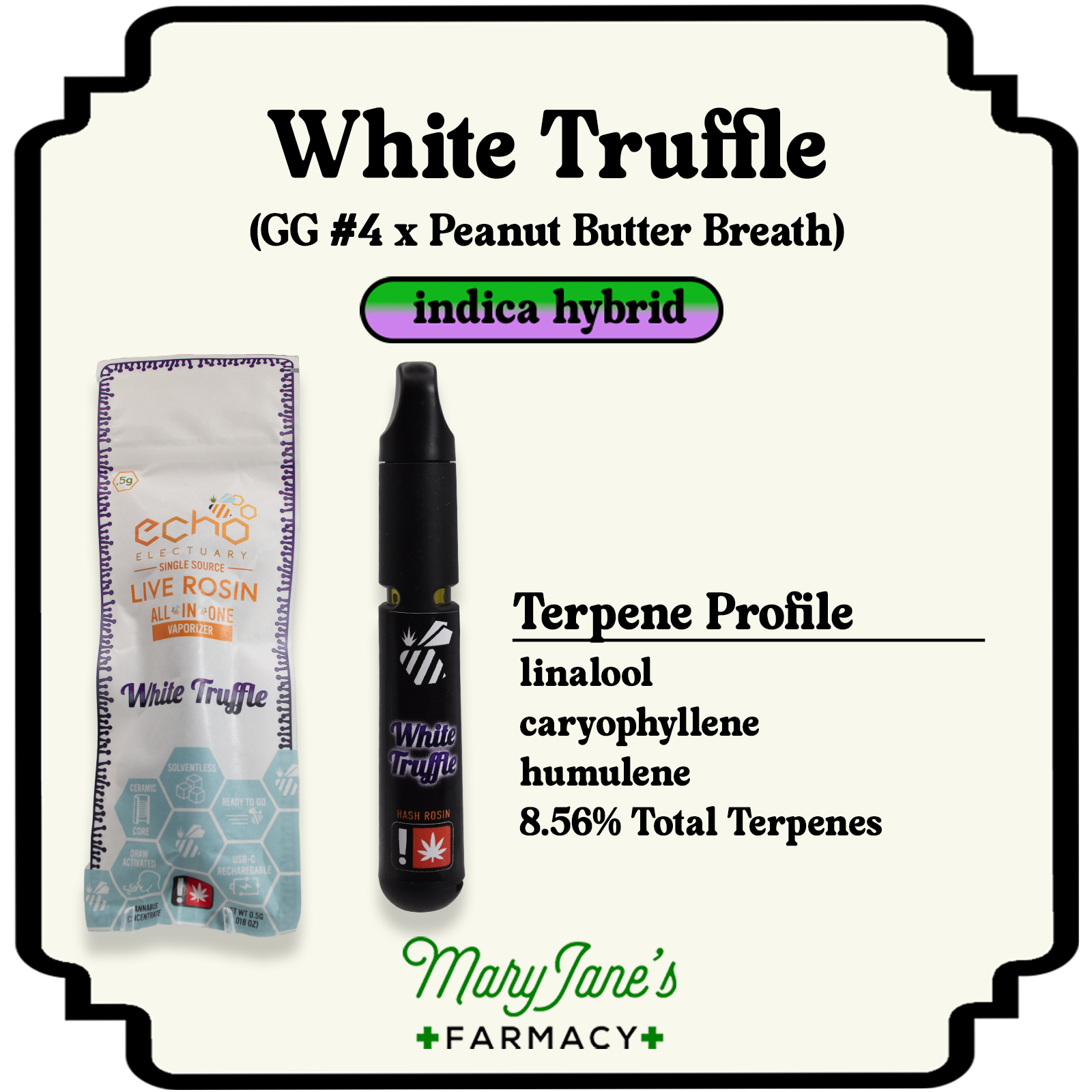Photograph of product: White Truffle Live Rosin All-In-One Disposable | .5g