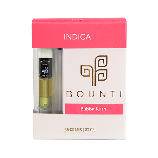 Photograph of product: Bounti BTE Bubba Kush (I) Vape Cartridge 0.85g
