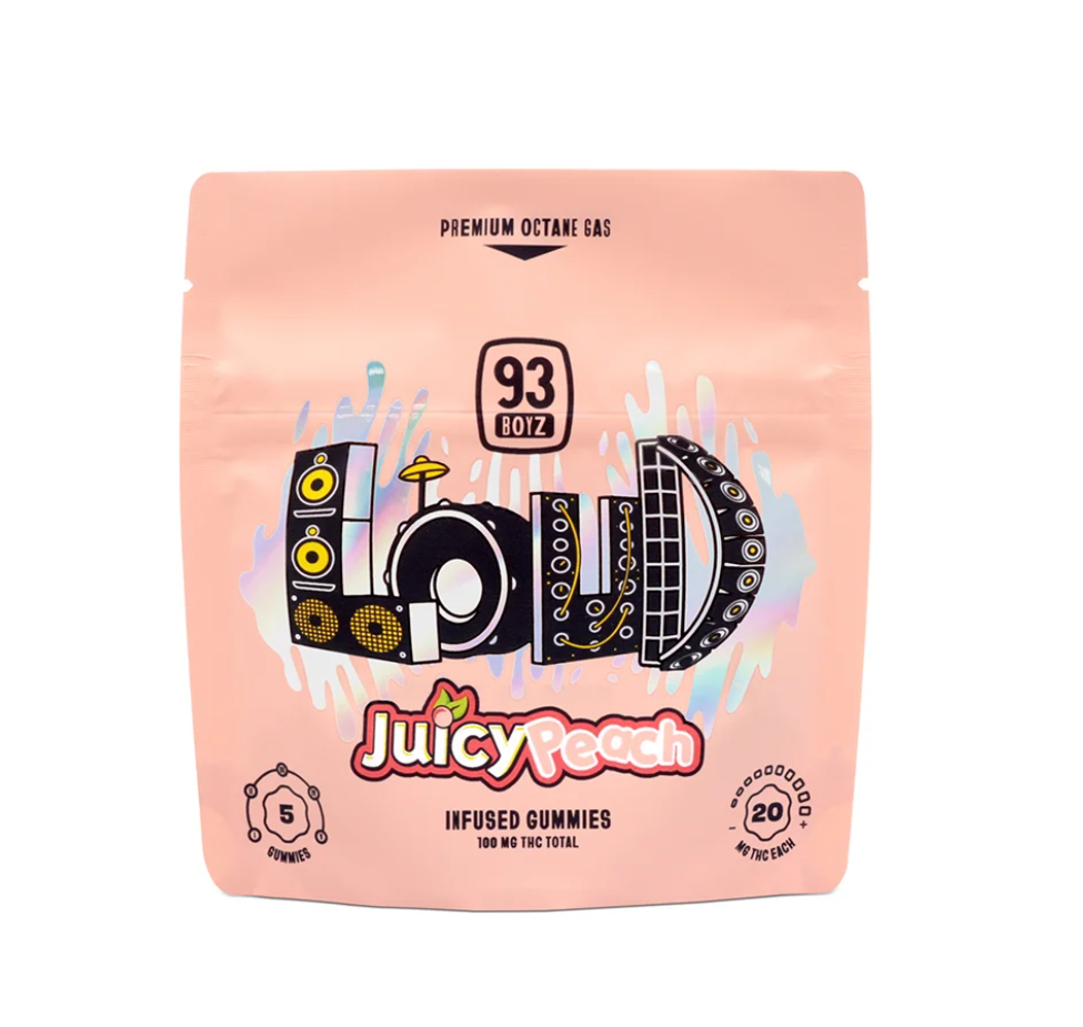 Photograph of product: Juicy Peach | LOUD Gummies | 100mg