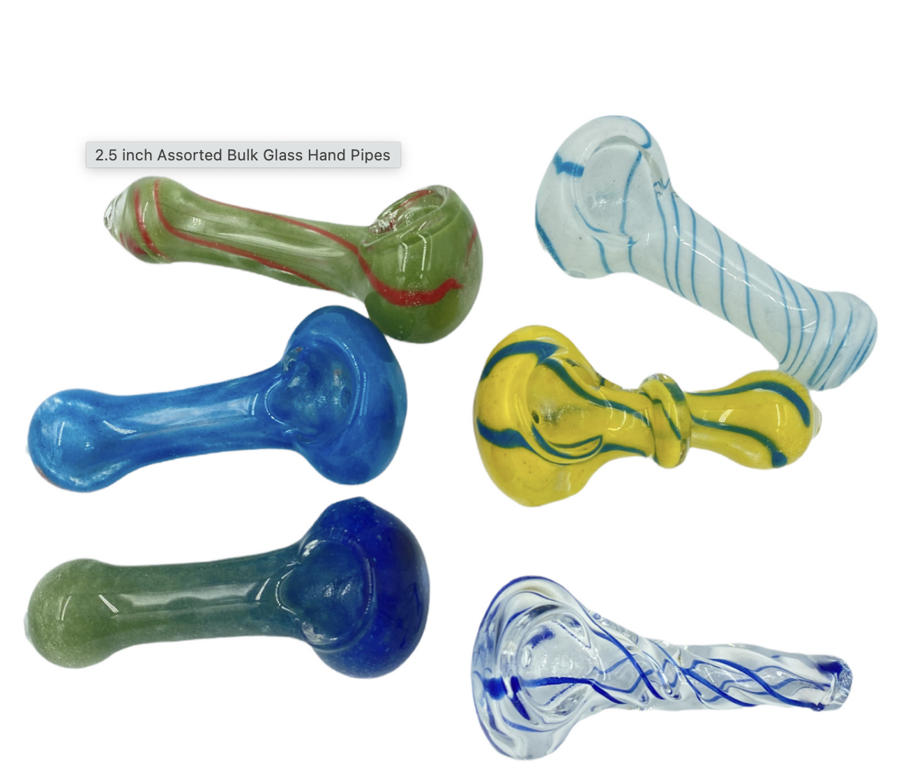 Photograph of product: Assorted Glass Hand Pipe | 2.5" | $3