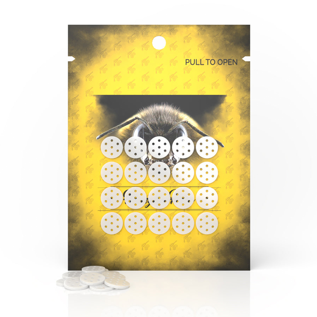 Photograph of product: Honeybee Herb | Ceramic Pipe Screens | 20 Pack