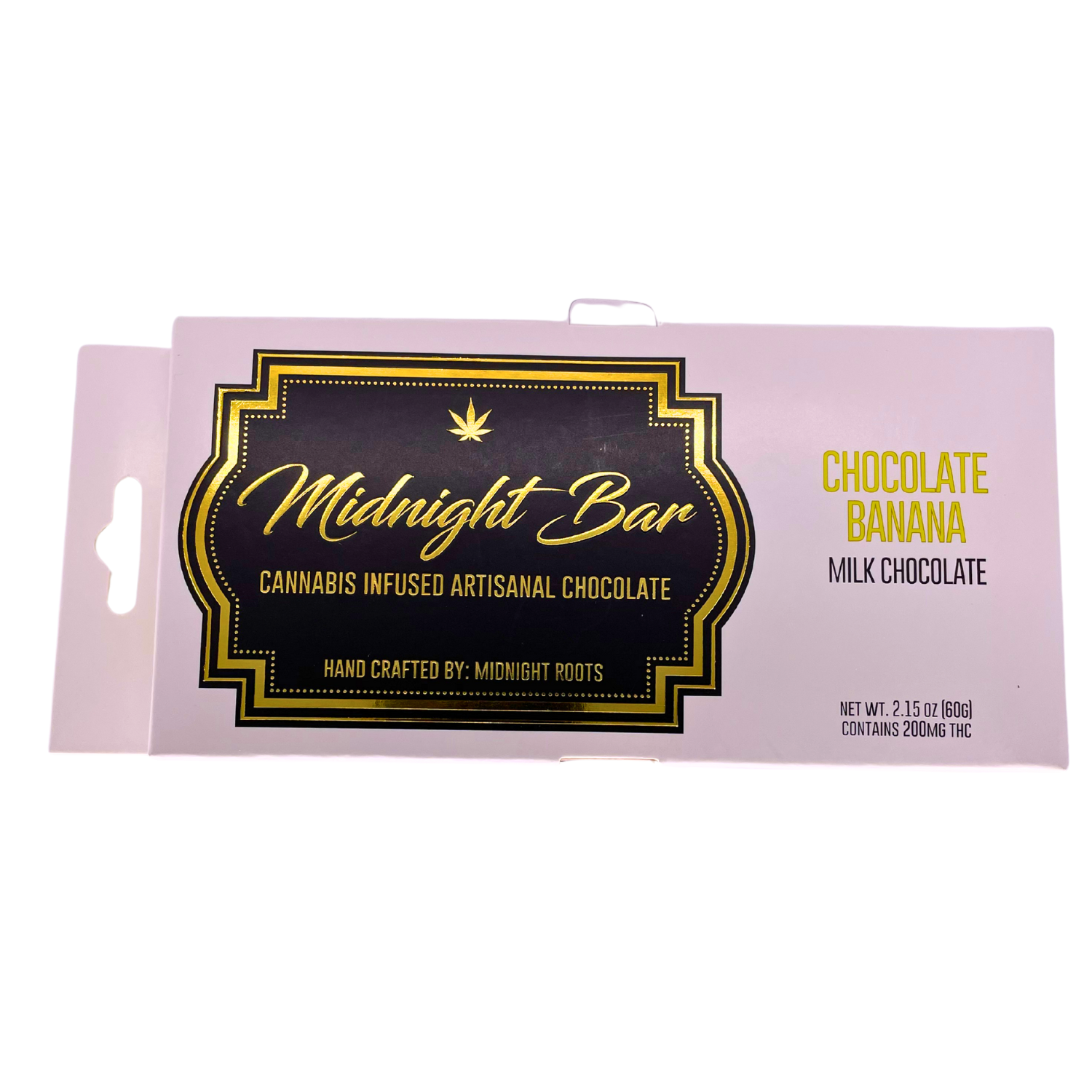 Photograph of product: MIDNIGHT ROOTS BANANA MILK CHOCOLATE 200MG MIDNIGHT BAR REC