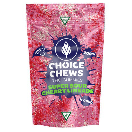 Photograph of product: Choice Super Sour Cherry Limeade Hybrid Soft Chews 200mg Rec
