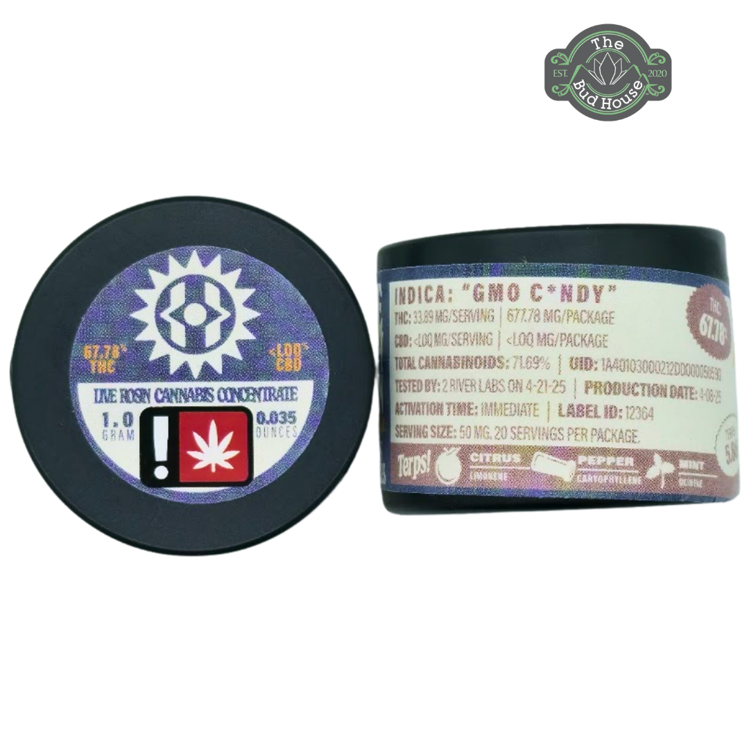 Photograph of product: Higher Cultures 1g GMO CANDY Live Rosin