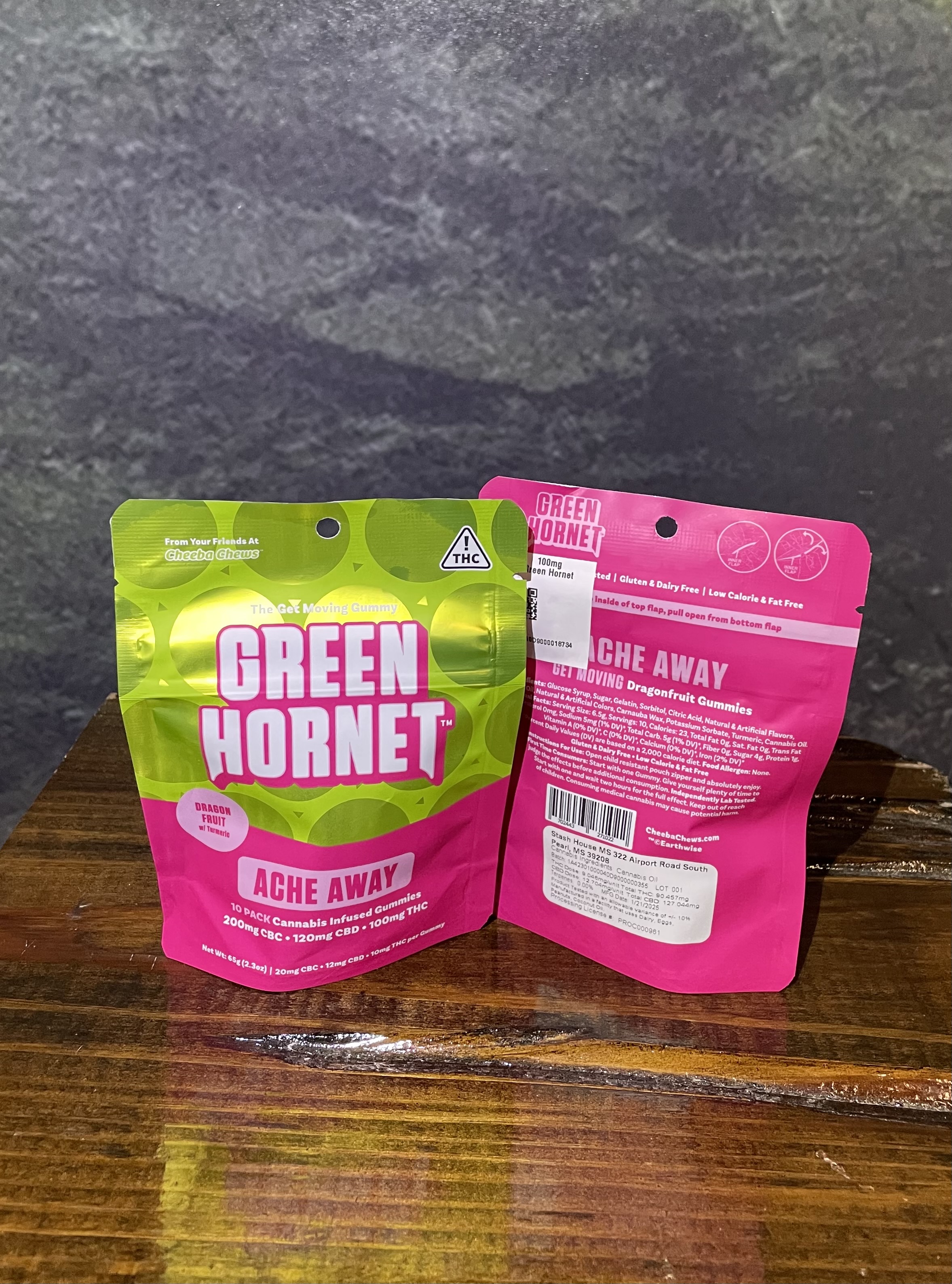 Photograph of product: Ache Away | 100mg Gummy | Green Hornet