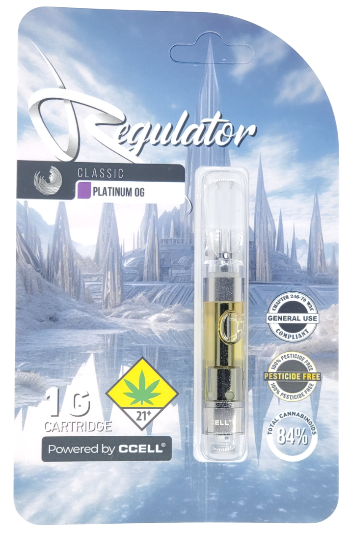 Photograph of product: Regulator VAPE Platinum OG Cart 1g
