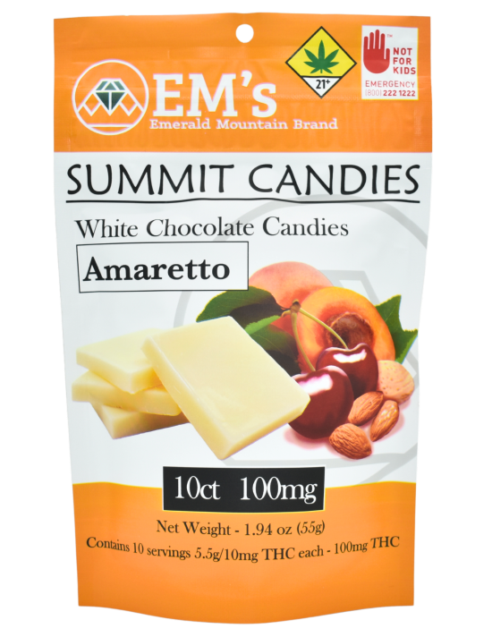 Photograph of product: EM's Summit Candies - Amaretto White Chocolate Candies 10pk (100mg)
