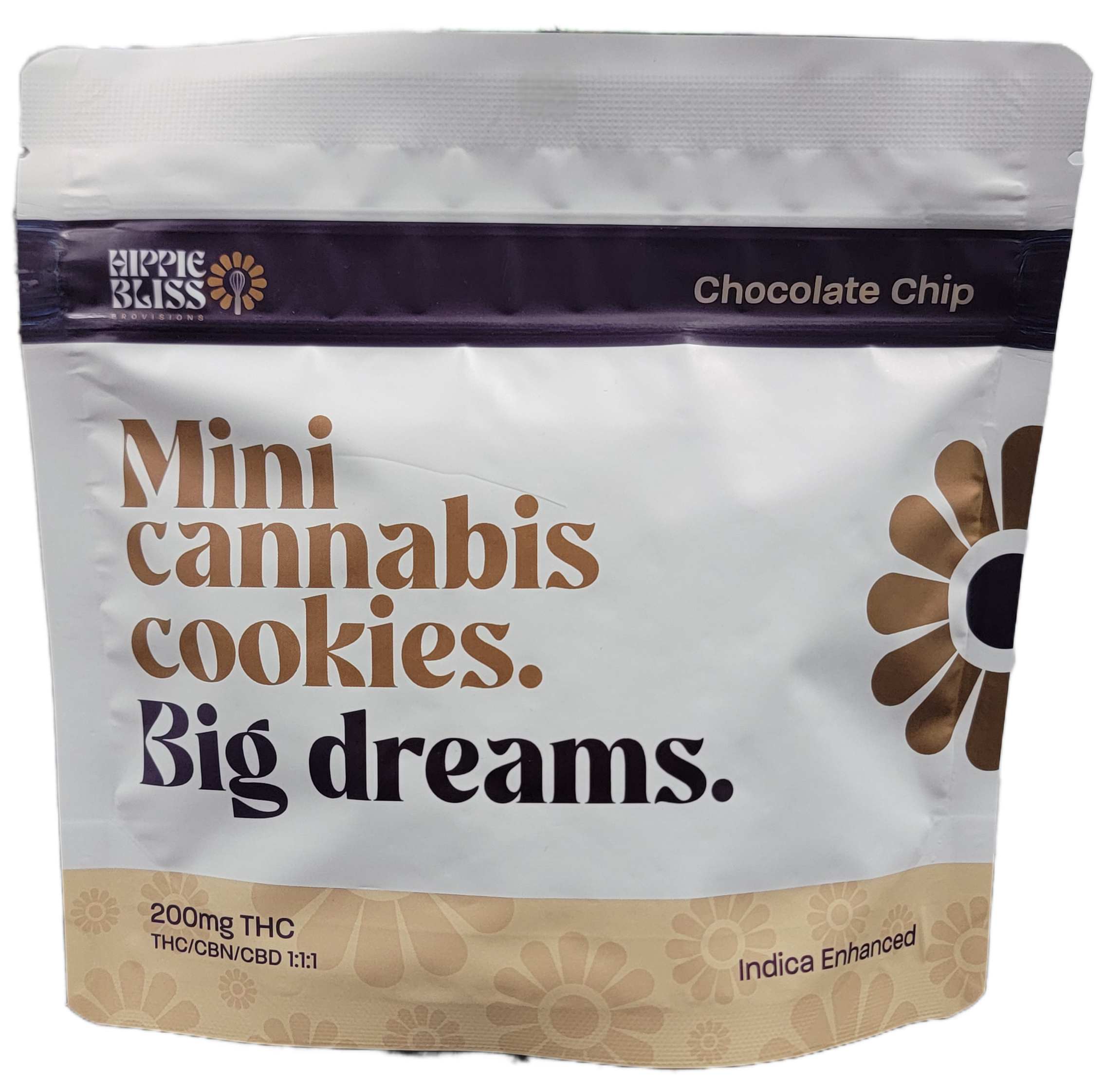 Photograph of product: Hippie Bliss | Chocolate Chip Cookie - 1:1:1 - TH-oui:CBD:CBN - 10mg - Hybrid Enhanced